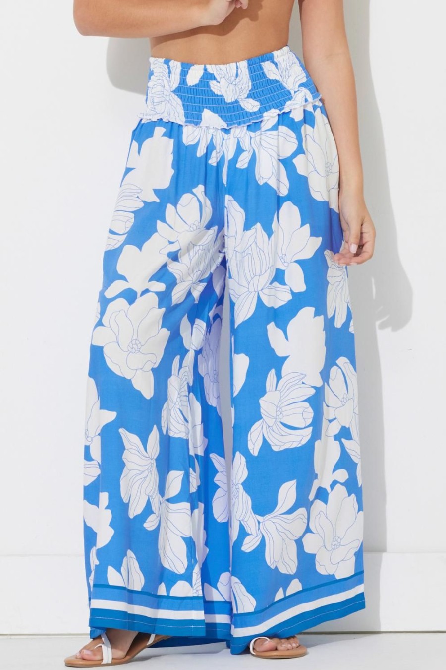 Women Ocean Drive | Blue Botanic Printed Rayon Pant