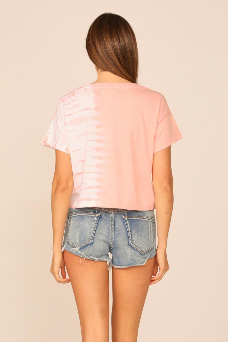 Women Ocean Drive | Coral Split Tie Dye Tie Bottom Tee