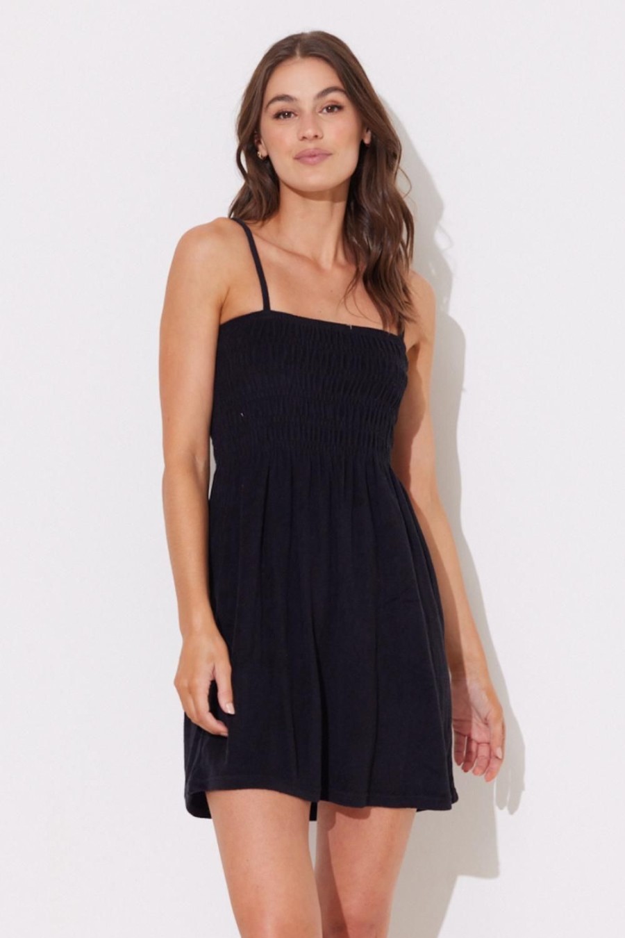 Women Ocean Drive | Black Terry Cloth Dress