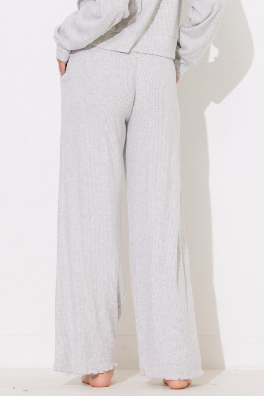 Women Ocean Drive | Harbor Grey Rib Hacci Lettuce Edge Pant