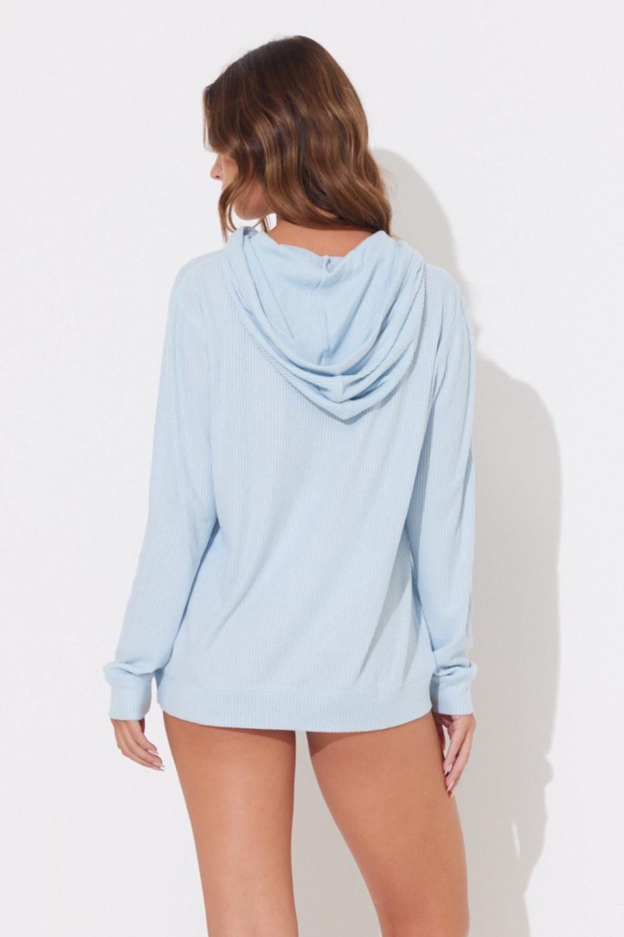 Women Ocean Drive | Heather Sky Blue Hacci Hoodie