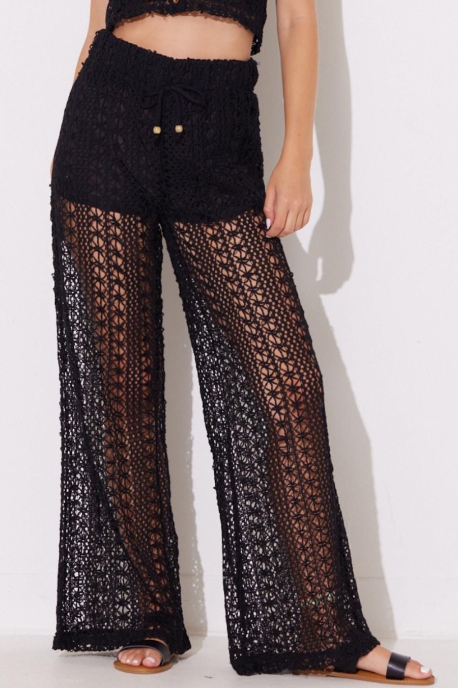 Women Ocean Drive | Black Crochet Pants