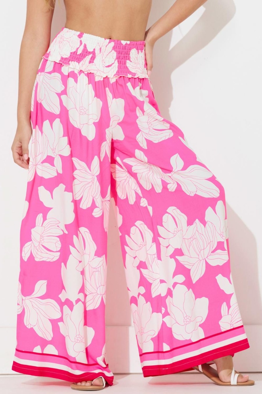 Women Ocean Drive | Pink Botanic Printed Rayon Pant