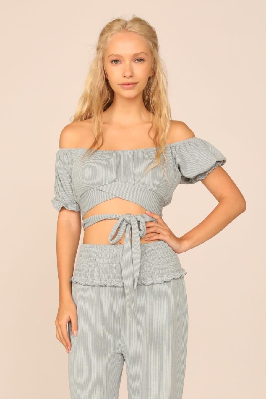 Women Ocean Drive | Ocean Water Rib Knit Wrap Crop Top