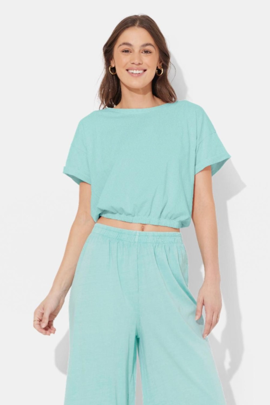 Women Ocean Drive | Waterfall Sage Washed Garment Dye Top