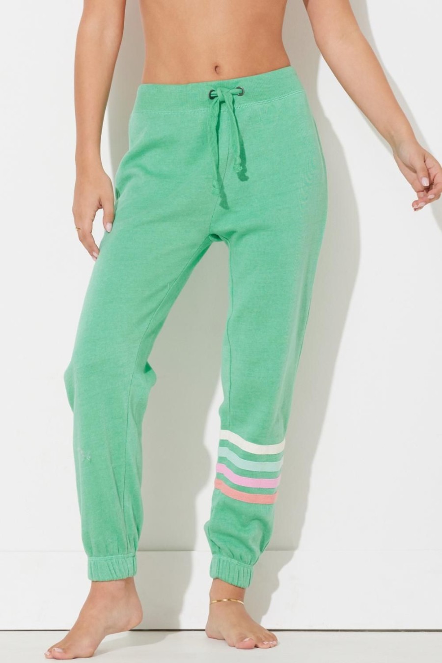 Women Ocean Drive | Surf Green W/Summer Stripe Heather Jogger