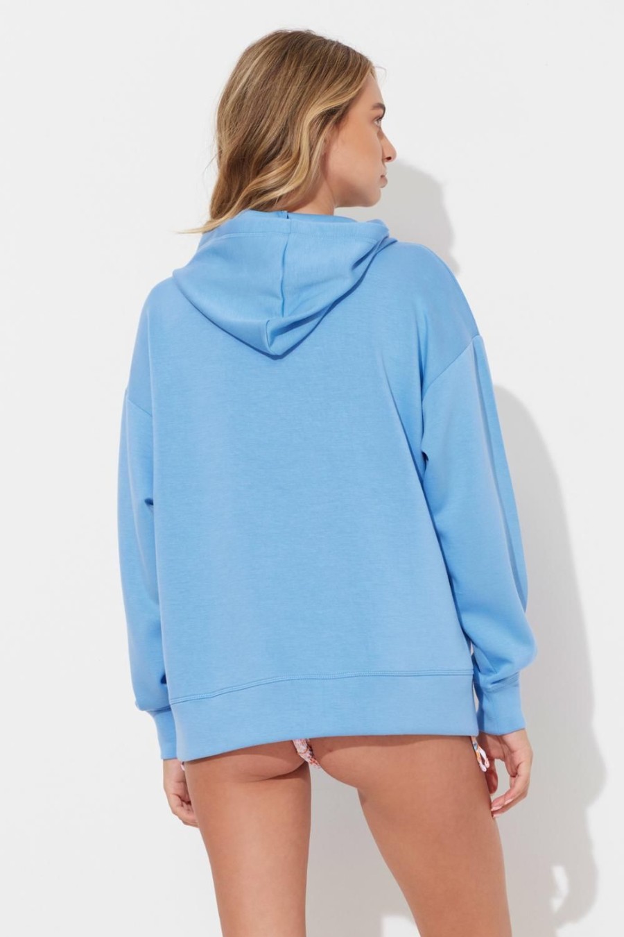 Women Ocean Drive | Hightide Blue Cloud Fleece Pullover Hoodie