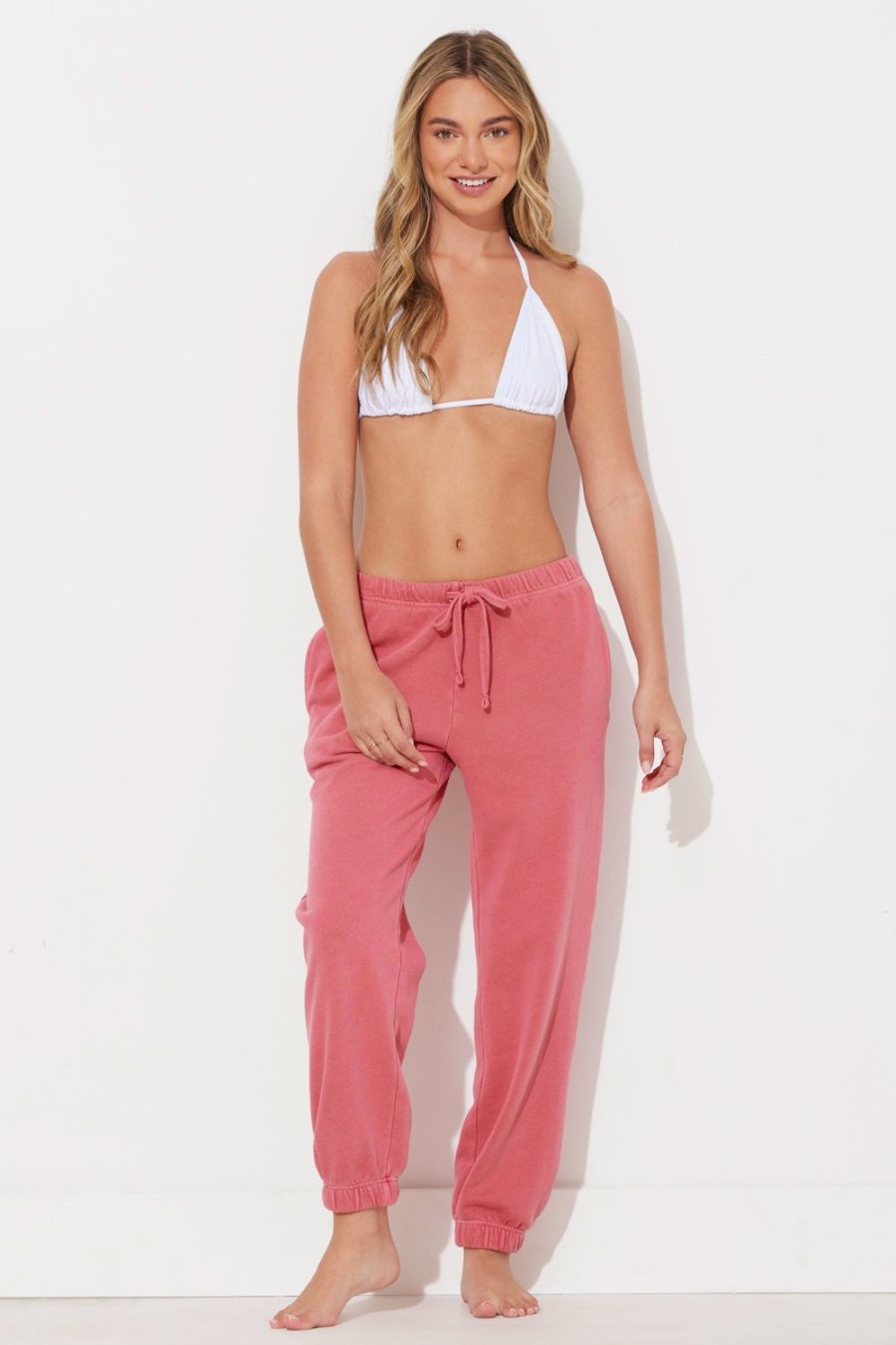 Women Ocean Drive | Washed Red Garment Dye Jogger