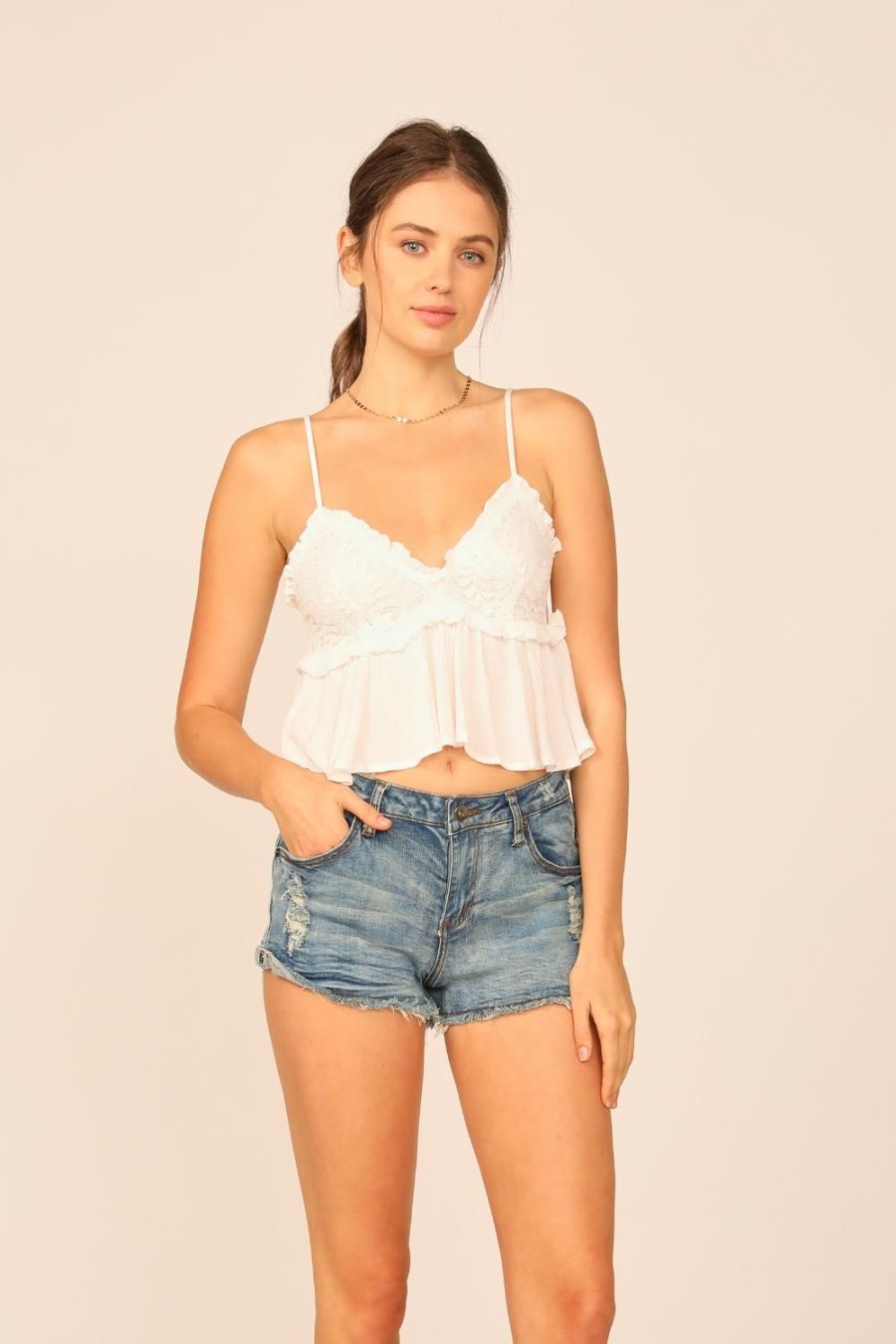 Women Ocean Drive | Vanilla Crinkle Crochet Top