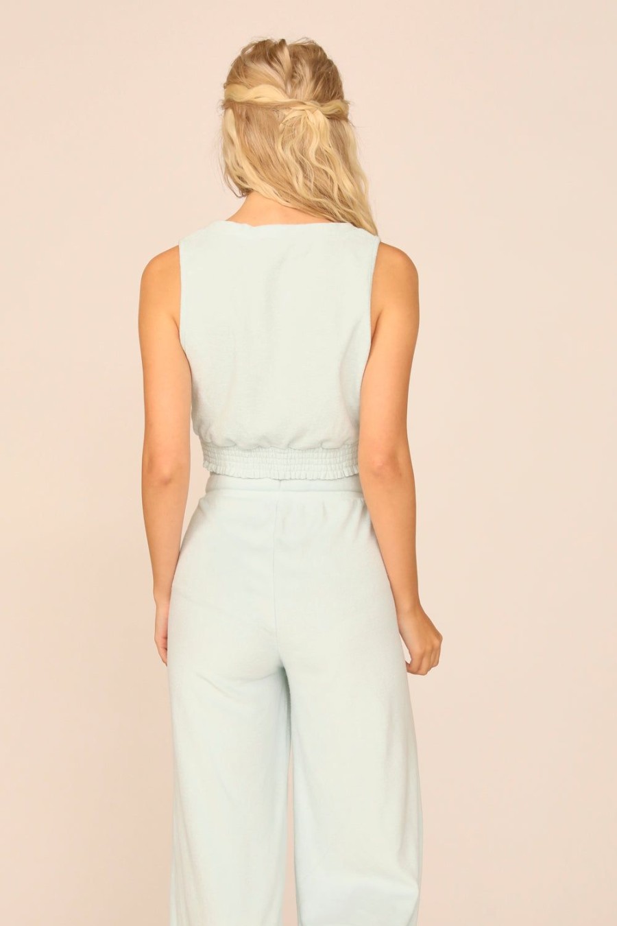 Women Ocean Drive | Salty Blue Terry Cloth Surplice W/Smocked Waist