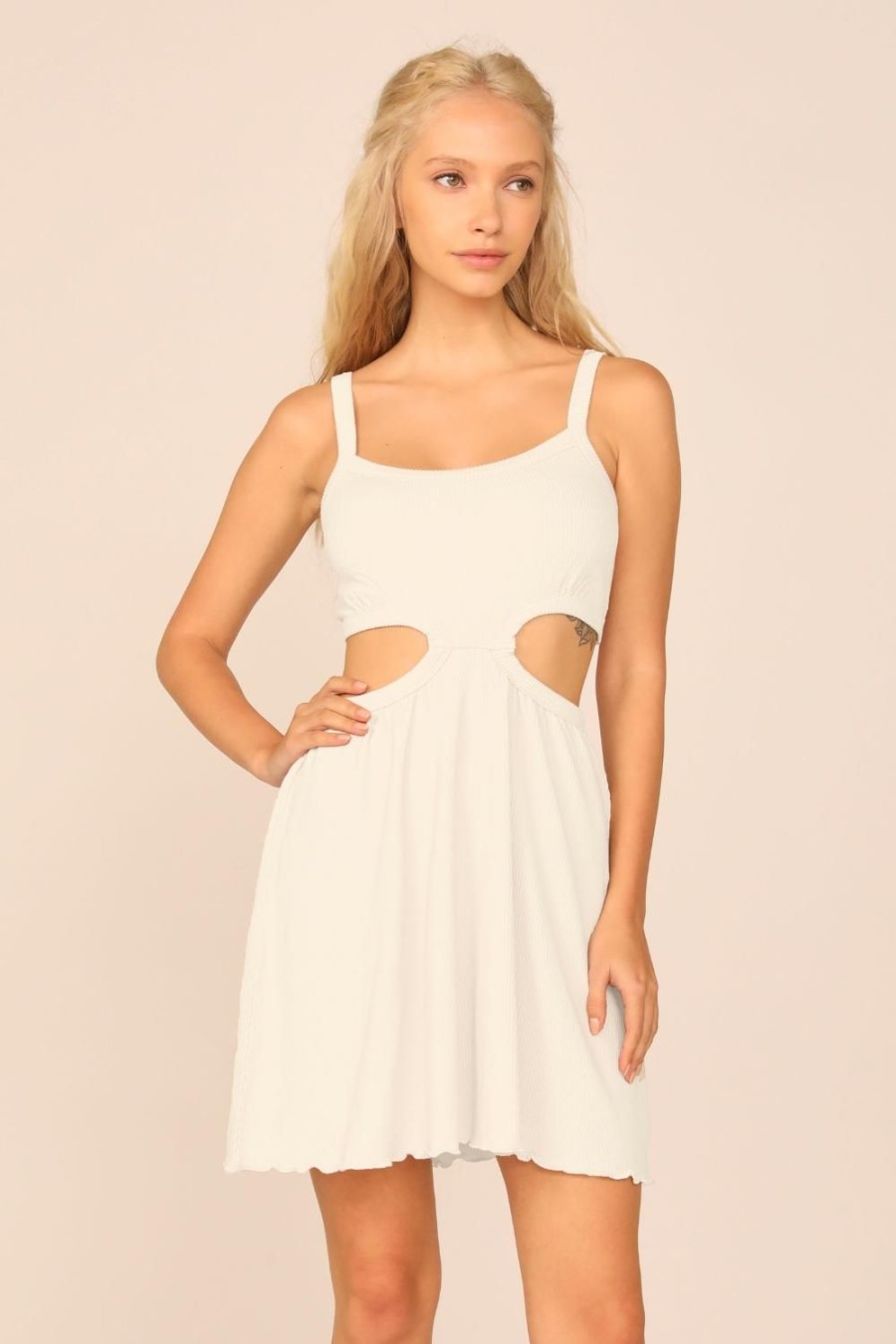 Women Ocean Drive | Coconut Milk Rib Knit Cutout Dress