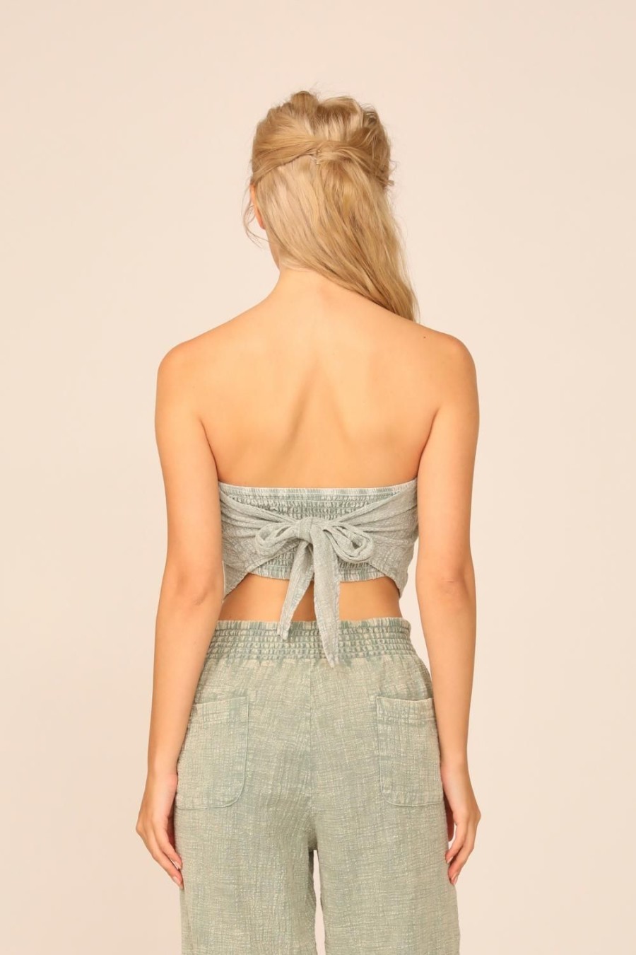 Women Ocean Drive | Sea Moss Washed Texture Handkerchief Top