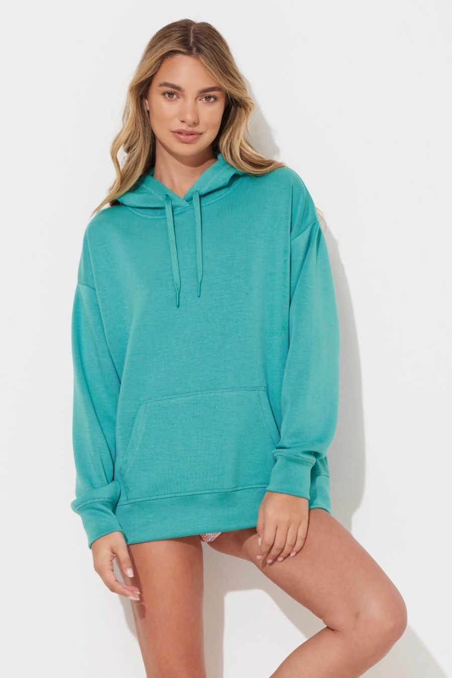 Women Ocean Drive | Marine Green Cloud Fleece Pullover Hoodie