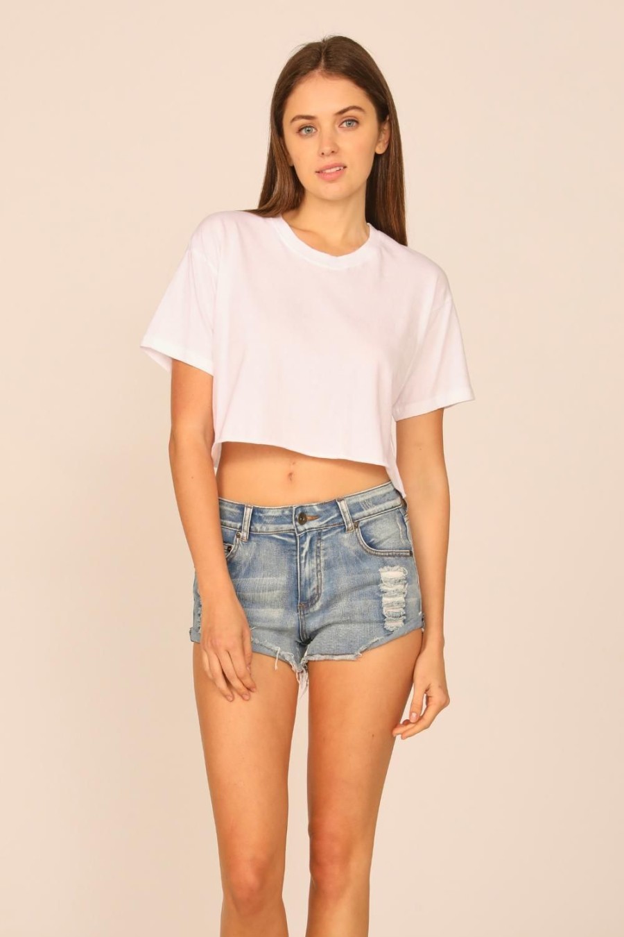 Women Ocean Drive | White Garment Dye Boxy Crop Tee