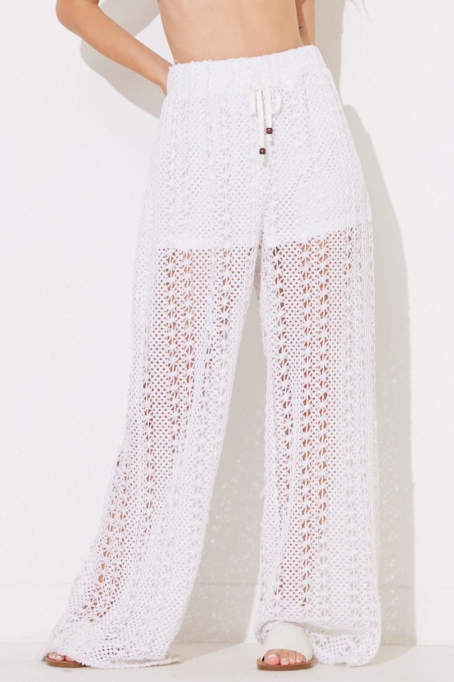 Women Ocean Drive | White Crochet Pants