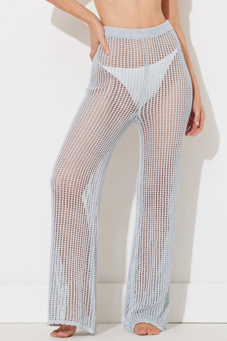 Women Ocean Drive | Dusty Blue Crochet Pant