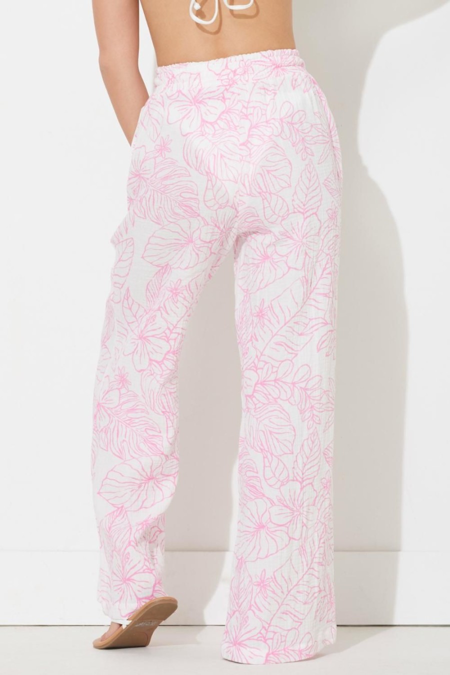 Women Ocean Drive | Hot Pink Printed Gauze Pant