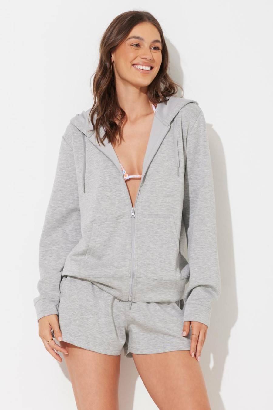 Women Ocean Drive | Heather Grey Cloud Fleece Od Zip Up Hoodie