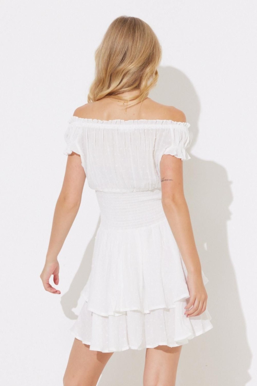 Women Ocean Drive | White Smocked Waist Tiered Dress