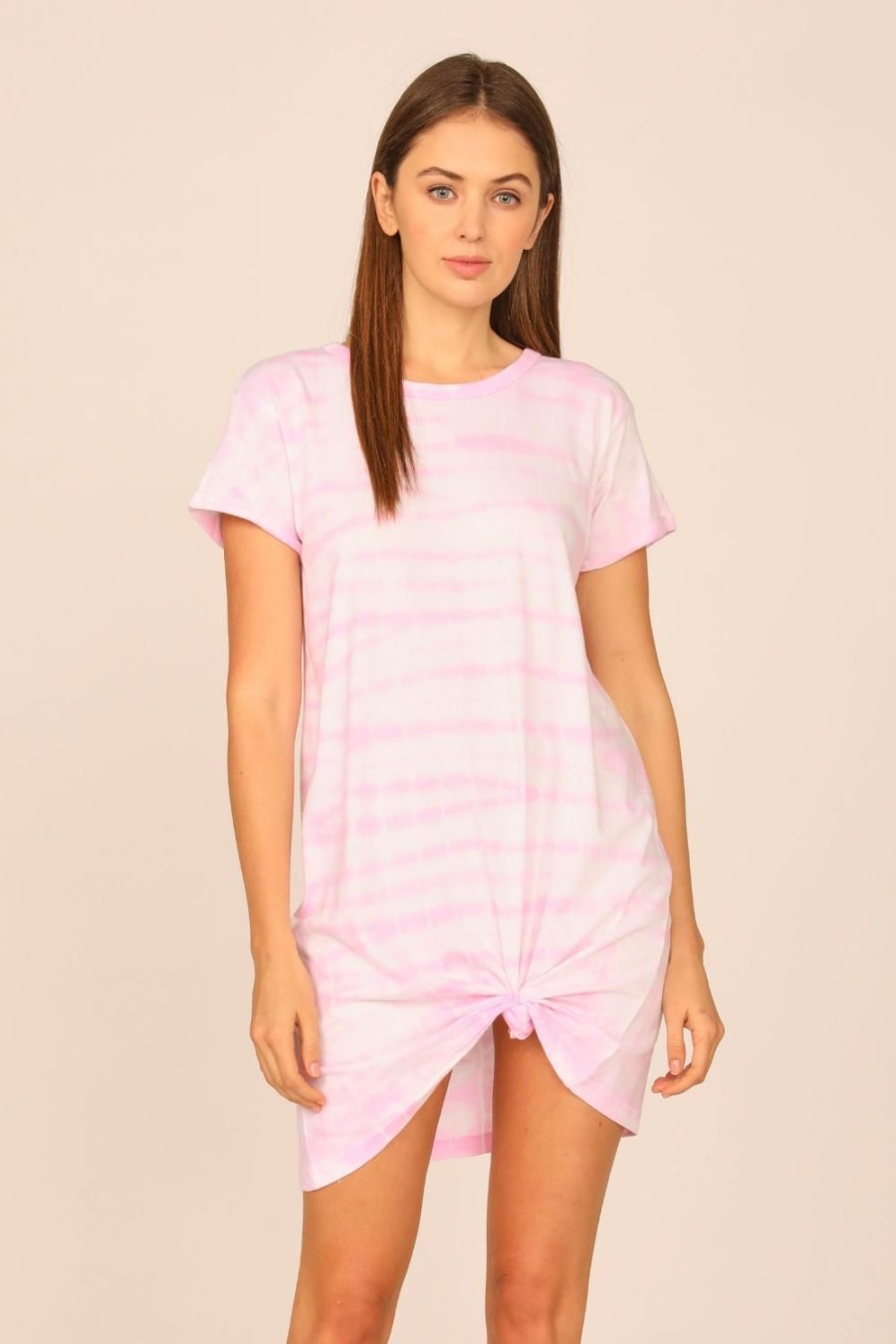 Women Ocean Drive | Pink Tie Dye V-Back Tee Shirt Dress