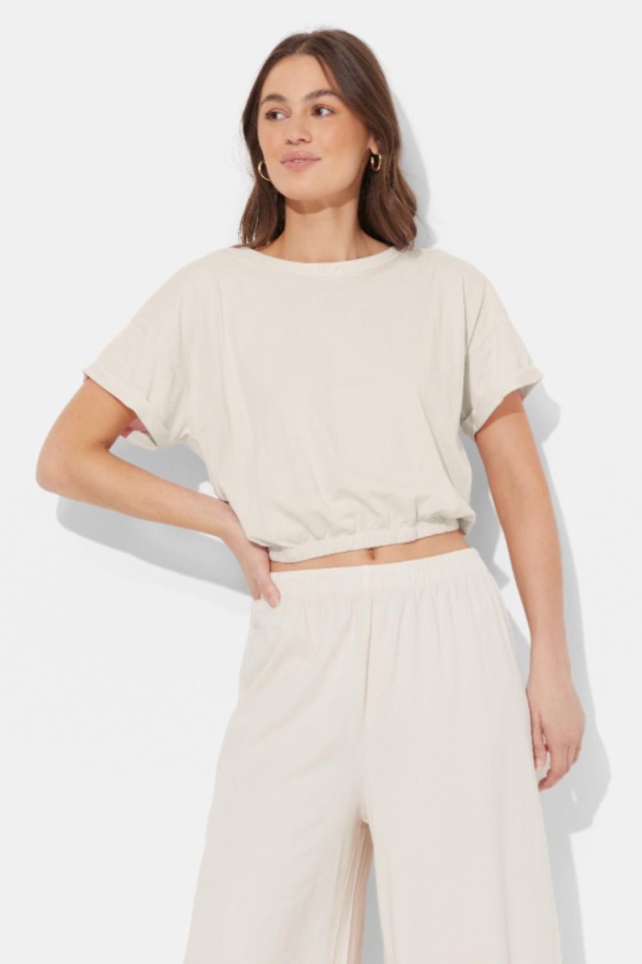 Women Ocean Drive | Cream Washed Garment Dye Top