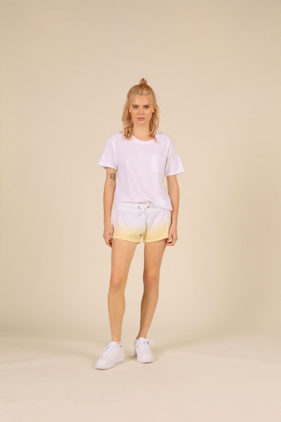 Women Ocean Drive | Sunset Yellow Burnout Dip Dye Short