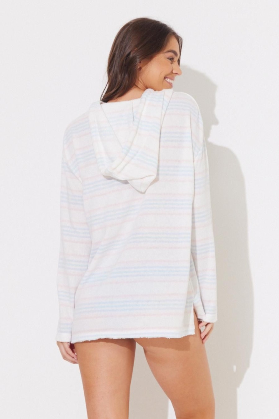 Women Ocean Drive | Lolli Stripe Terry Knit Baja Hoodie