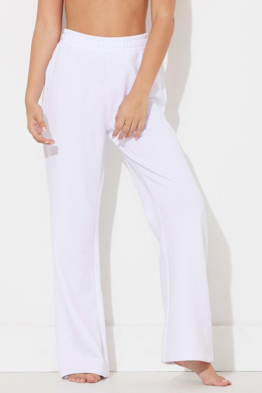 Women Ocean Drive | White Surf Wash Wide Leg Pant