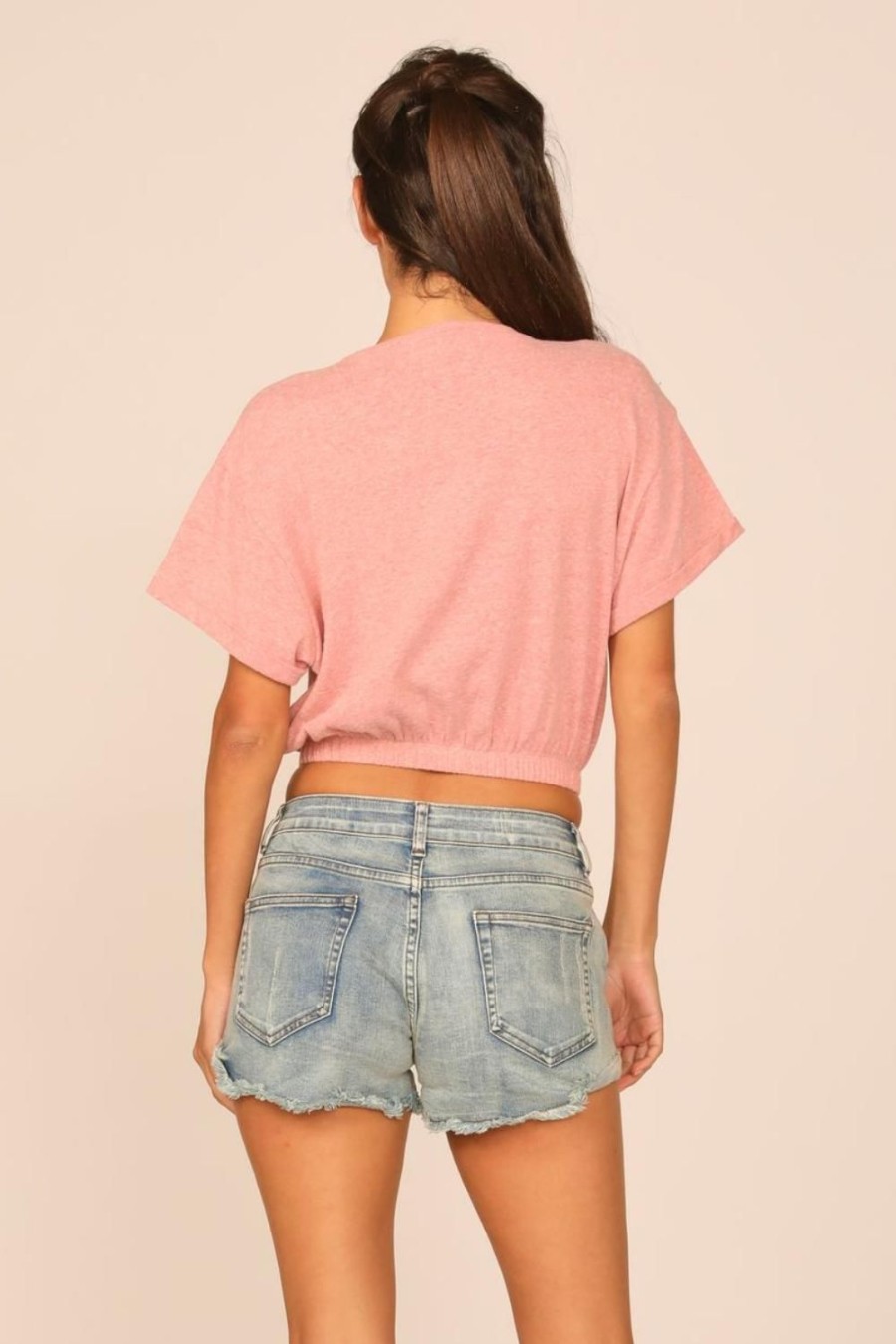 Women Ocean Drive | Brick Heathered Slub Elastic Bottom Tee