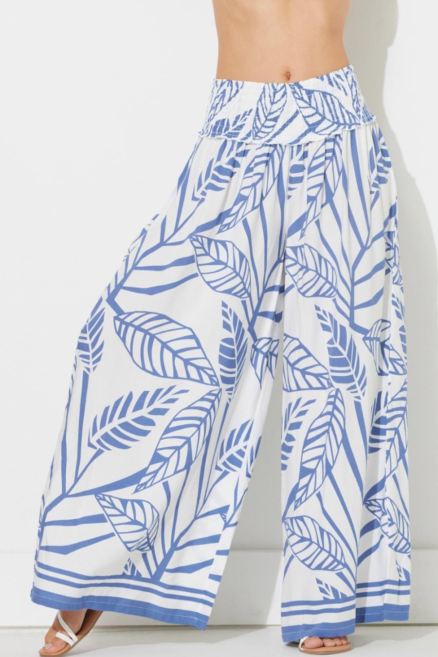 Women Ocean Drive | Navy Abstract Leaf Printed Rayon Pant