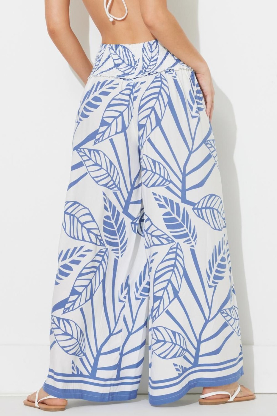 Women Ocean Drive | Navy Abstract Leaf Printed Rayon Pant