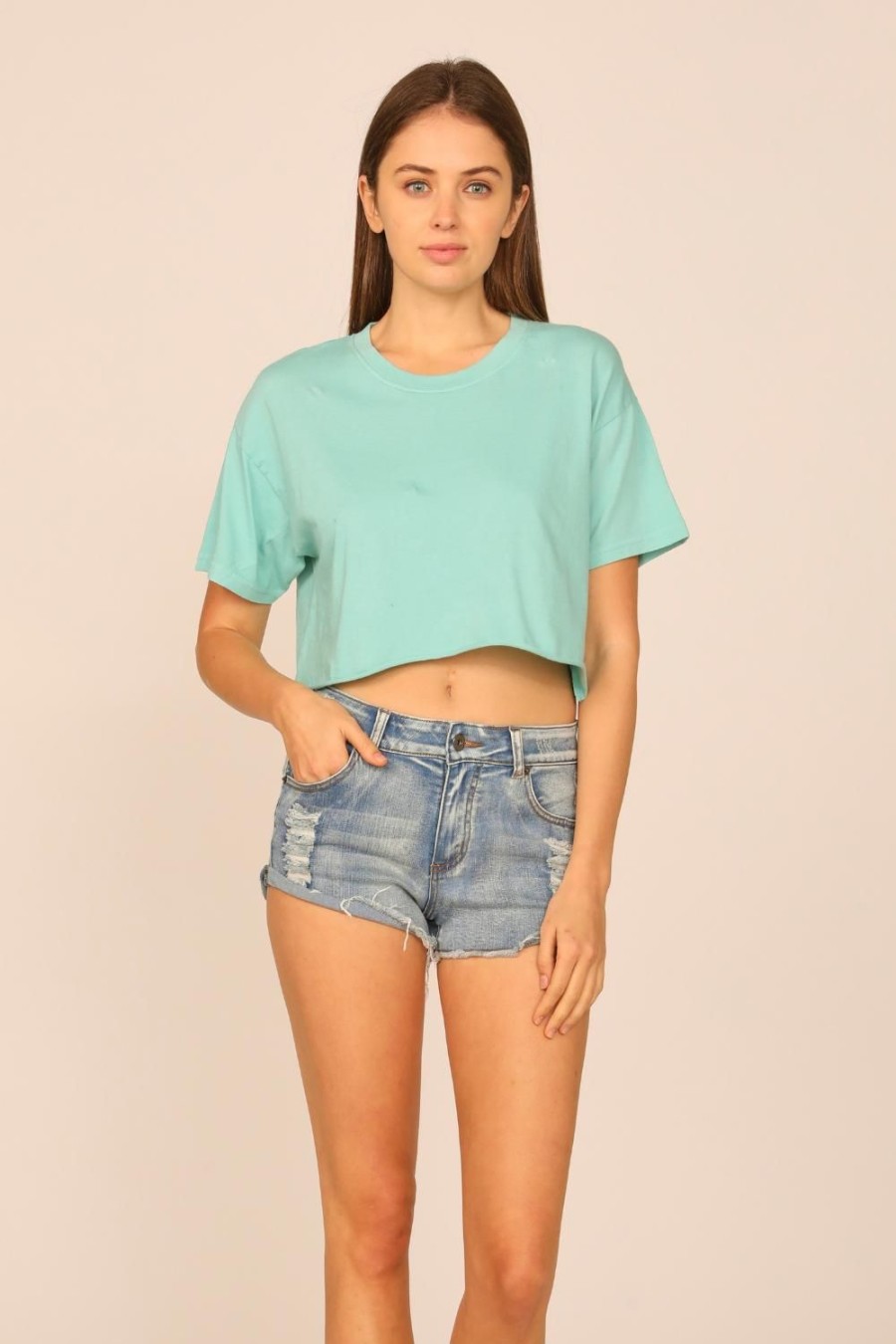 Women Ocean Drive | Waterfall Garment Dye Boxy Crop Tee