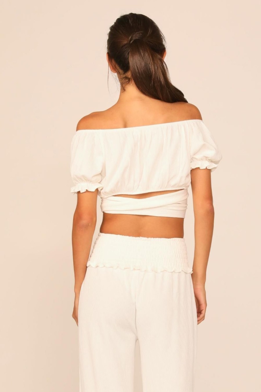 Women Ocean Drive | Coconut Milk Rib Knit Wrap Crop Top