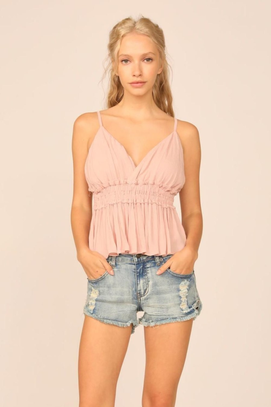 Women Ocean Drive | Mauve Cross Front Top W/Ruffle Bottom