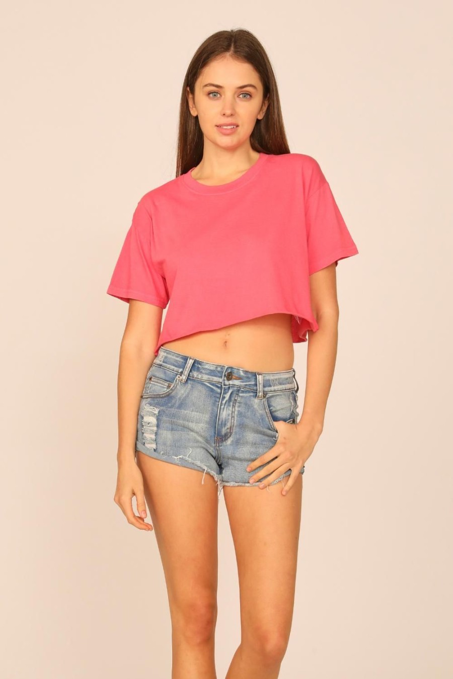 Women Ocean Drive | Washed Red Garment Dye Boxy Crop Tee