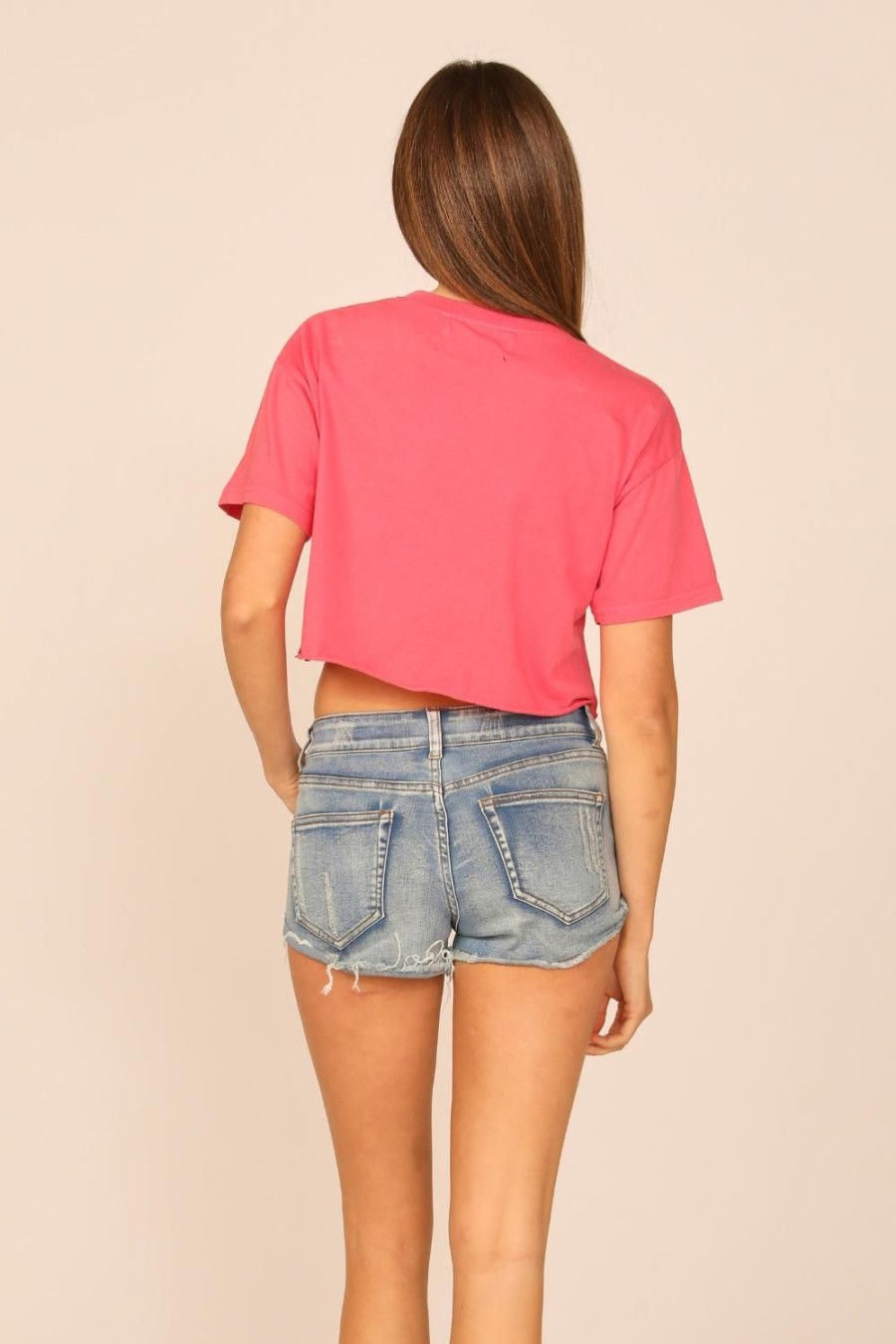 Women Ocean Drive | Washed Red Garment Dye Boxy Crop Tee