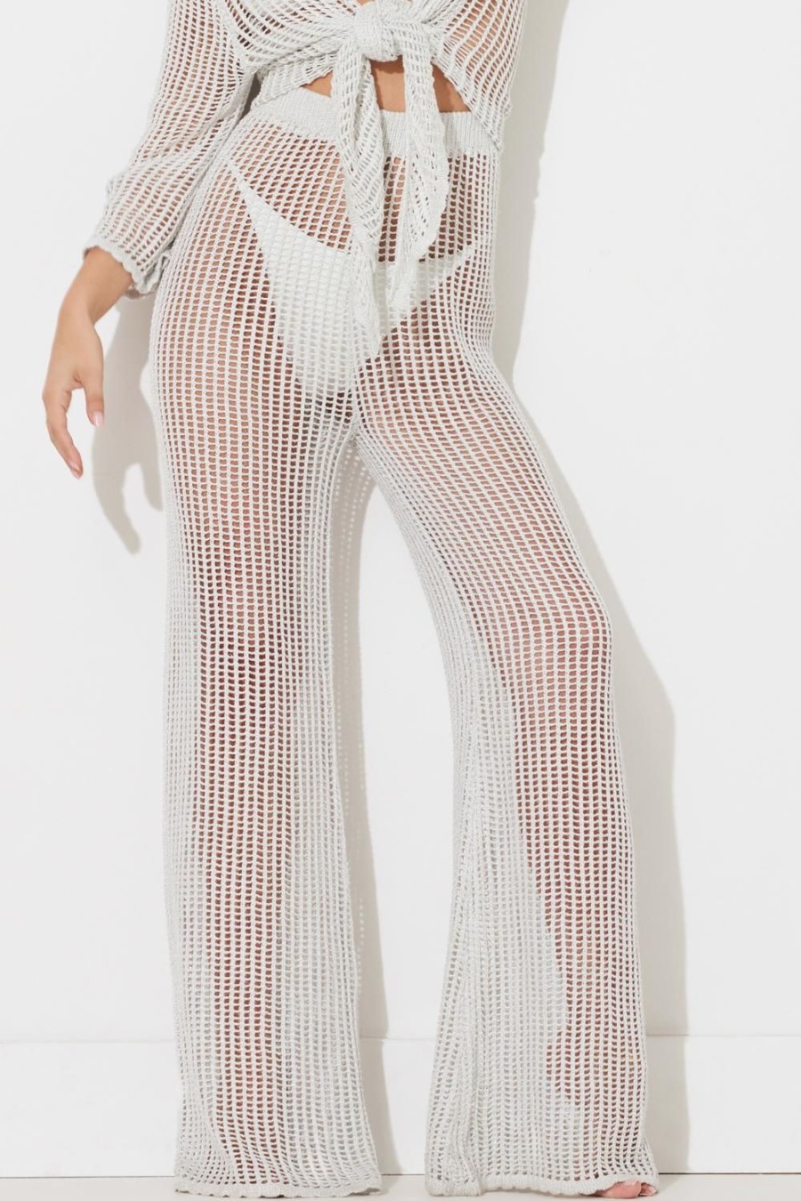 Women Ocean Drive | Silver Crochet Pant