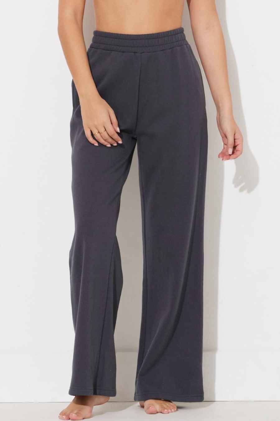 Women Ocean Drive | Black Surf Wash Wide Leg Pant