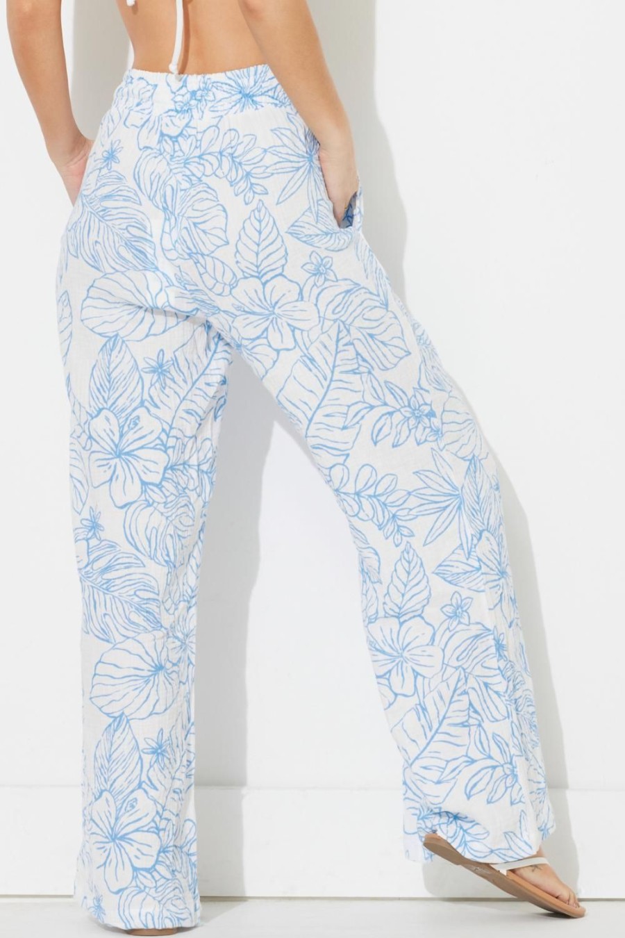 Women Ocean Drive | Ocean Blue Printed Gauze Pant