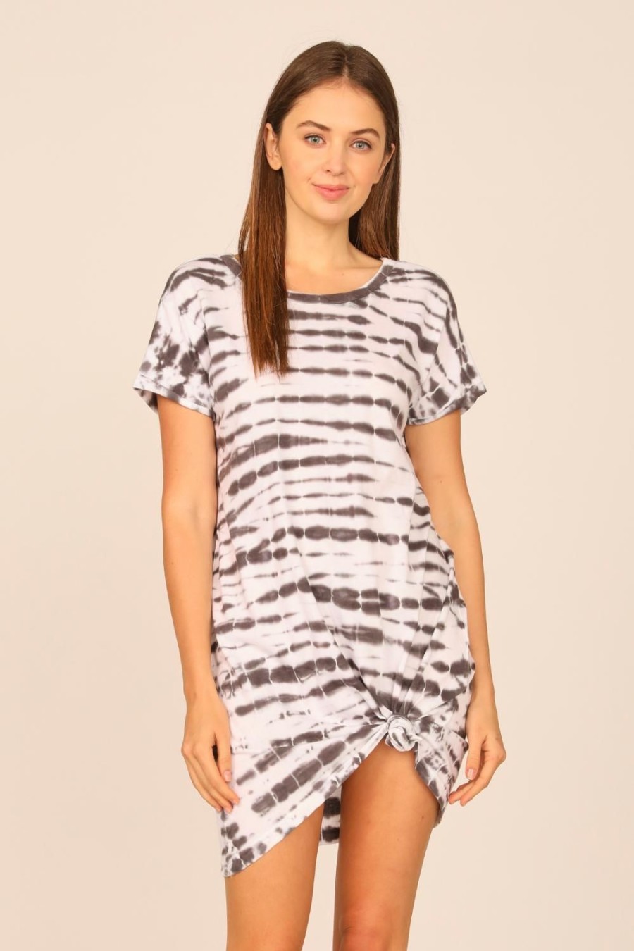 Women Ocean Drive | Washed Black Tie Dye V-Back Tee Shirt Dress