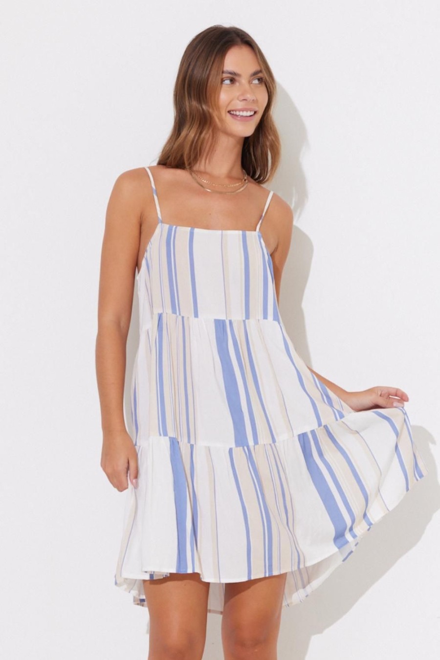 Women Ocean Drive | Bali Stripe Tiered Ruffle Dress