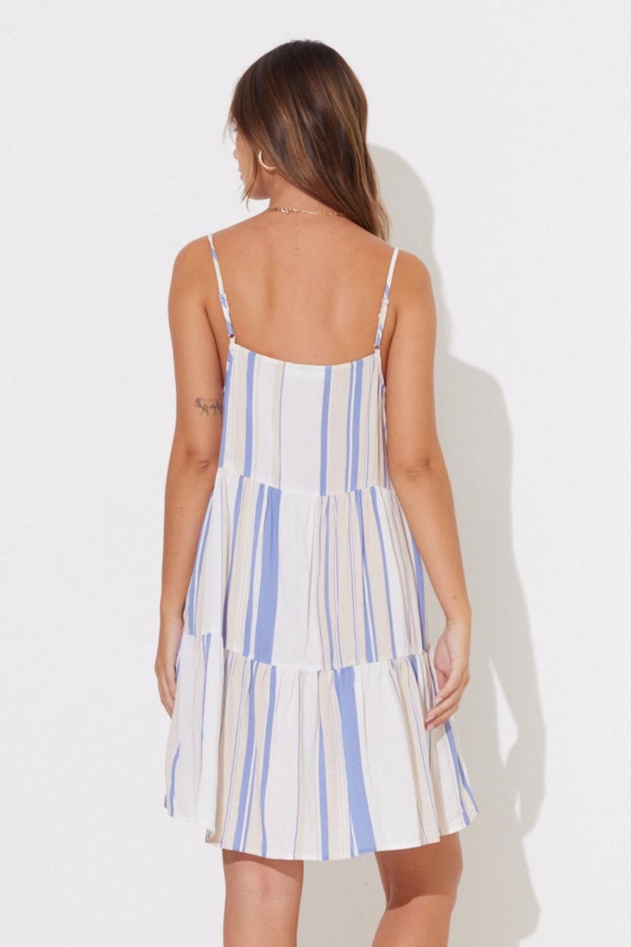 Women Ocean Drive | Bali Stripe Tiered Ruffle Dress