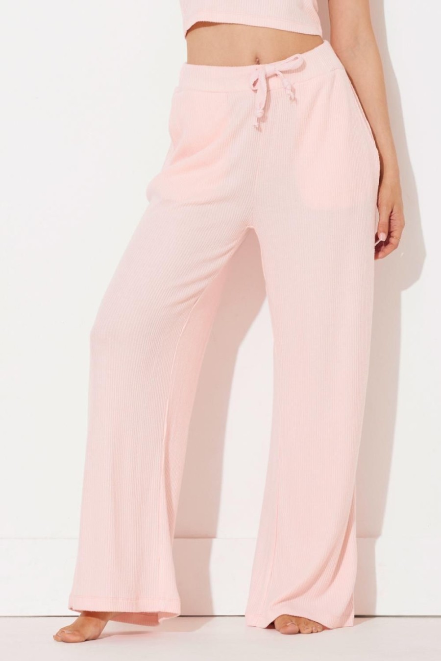 Women Ocean Drive | Cali Peach Rib Hacci Lettuce Edge Pant